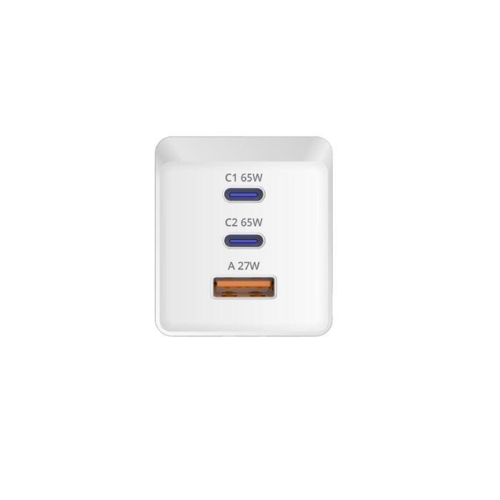 Мережевий зарядний пристрій Sigma mobile X-power 65W GaN, PD, QC (2xUSB-C + 1xUSB-A) White (PS65-01)