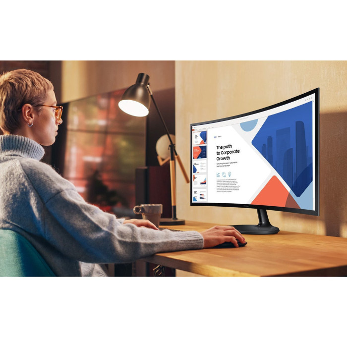 Вигнутий монітор Samsung 24" Essential S3 LS24D360 Black Curved в Одесі та Україні | PoleMobile